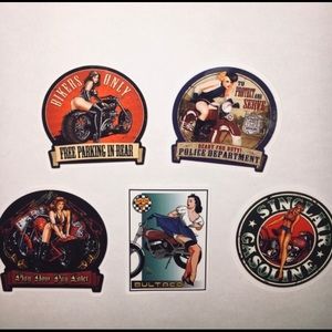 5x HQ Sexy Pinup Vintage Bike Girl Stickers